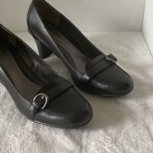 Naturalizer Black Classic Heels with Silver Buckle